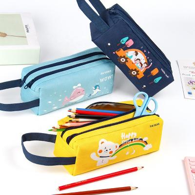 China Fashion \ Large Capacity Cartoon Stationery Bag Oxford Double Zipper Pencil Case Creative Shape Comfortable \ Durable Pen Bag Filled Binder Pencil for sale