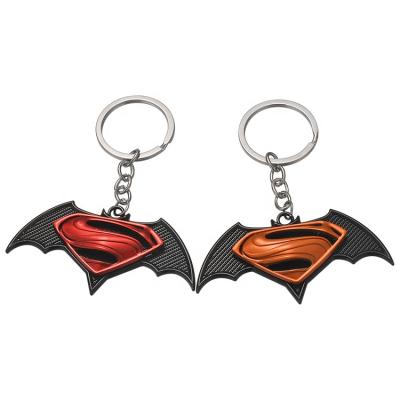 China Goods Customize Metal 3d Diamond Painting Pop Avenger Bat-man Superman Pendant Metal Chain Key Logo Charm Key Ring Toys for sale