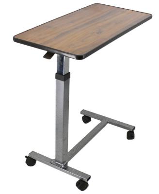 China Button Lifting Overbed Table Medical Bedside Table For Food Tray Adjustable Laptop Desk MK06002 for sale