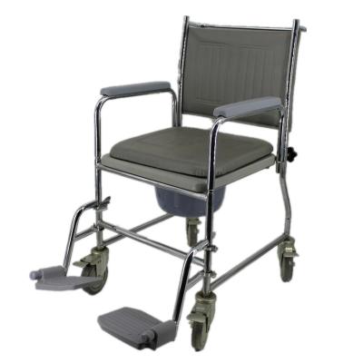 China Aluminum 3 in 1 commode wheelchair can be used as raised mobile toilet commode chair and wheelchair MK04014 for sale