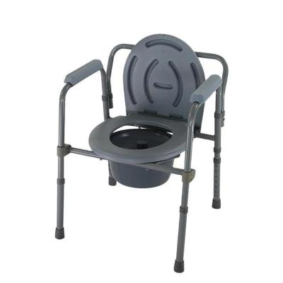 China Steel Powder Coated Steel Toilet Chair Folding Commode Chair For Elderly for sale