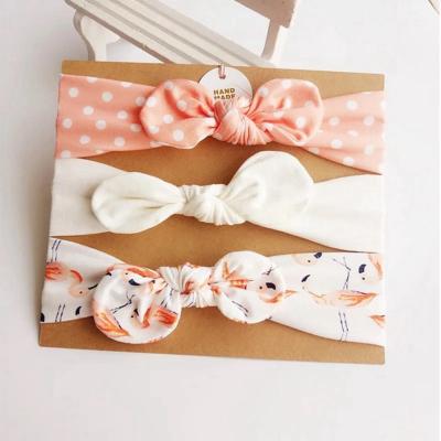 China Baby Soft HOT 3 Pieces/Sets Hair Accessories T Soft Printed Fabric And Hangers Cute Headbands Head Wrap For Kids Toddler Kids for sale