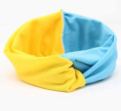 China Women's Fashion Women's Fashion Contrast Color Headband Wide Brimmed Matching Cross Hair Band Elastic Headband For Woman for sale