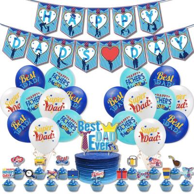 China Balloons Father's Day Theme Party Supplies Item Include Banner Cake Topper Cupcake Toppers Balloon Fathers' Day Party Decoration for sale