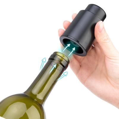 China Modern Black ABS Vacuum Wine Stopper Sealed Vacuum Memory Wine Stopper Push Style Bar Tools Barware Wine Cork for sale