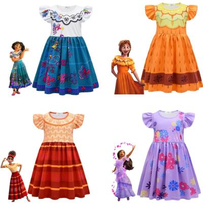 China New Design Polyester Tv&Movie Costume Short Fly Sleeve Dresses Kids Girls Encanto Princess Dress for sale