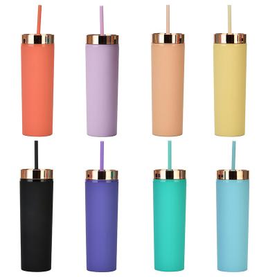 China Modern USA Store Matte Tumblers Pastel Colored Plastic Reusable Tumbler Cups 16oz Thin Thin Acrylic Wholesale With Straw for sale