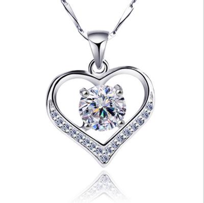 China Wholesale Trendy Love Heart 925 Sterling Silver Jewelry Cubic Zirconia CZ Pendant Necklace for sale