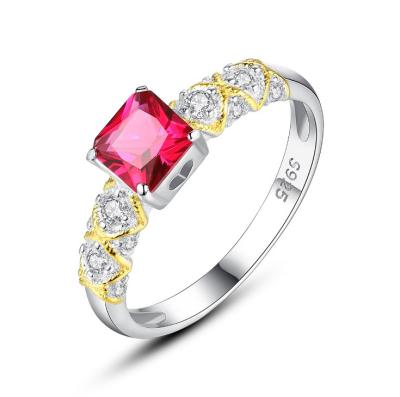 China Simple and Elegant Sterling Silver Jewelry Ring Red Ruby Band Ring Iced CZ 925 Silver Ring for sale