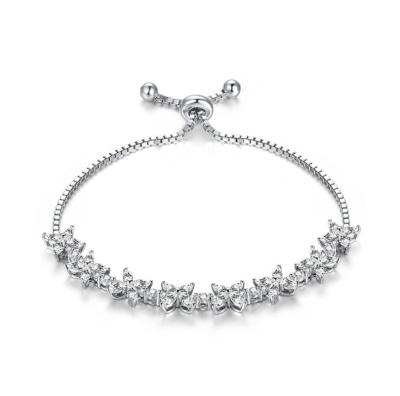 China Simple and elegant women iced out CZ Zircon fashion 925 silver bracelets for sale