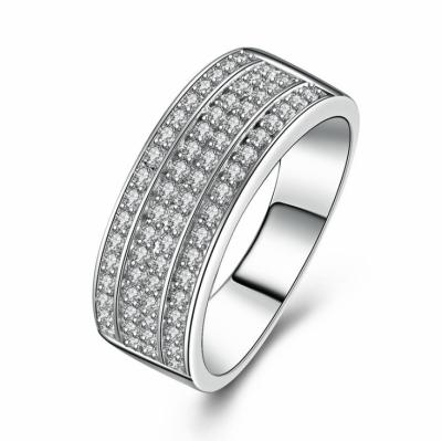 China Style 925 Sterling Silver Eternity Band Men's Daily Ring CZ Paved Stone Diamond Wedding Ring For Mens for sale