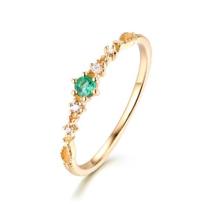 China Trendy Simple Elegant Factory Wholesale Emerald Ring Vintage Design 14K Solid Gold Eternity Band Jewelry for sale