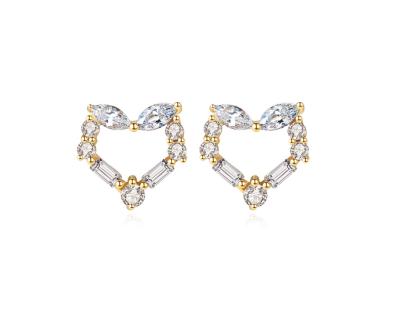 China 14K Gold Women's 14K Gold Iced Out Princess Cut Stud Earring Zircon Paved Various Shape Earring For Teens for sale