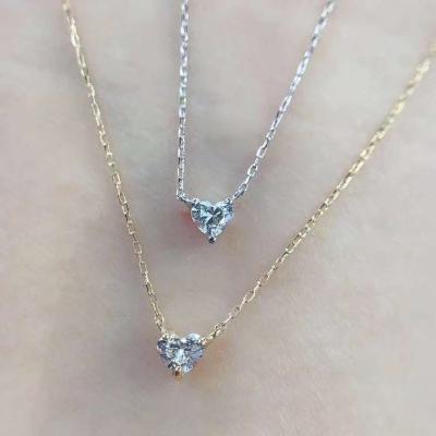 China 2020 New Solid Gold 18k Fashionable Diamond 0.13carat Heart Women Necklace Chain Custom Necklace for sale