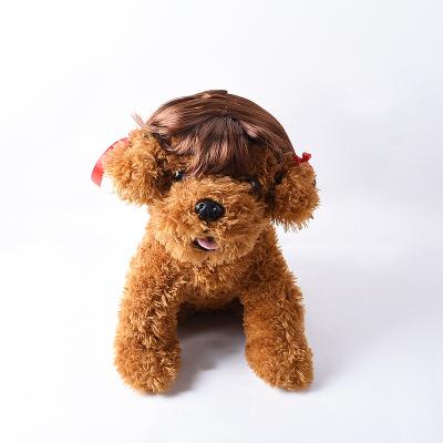 China Hot Sale Dog Braids Headwear Stocked Curly Wigs Styling Cute Funny Pet Hair Accessories With Adjustable Elastic Band for sale