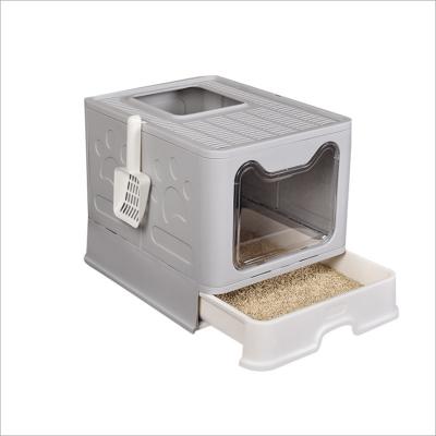 China Foldable Drawer Type Pet Toilet Cat Litter Box With Cat Large Sustainable Closed Space Scoop for sale