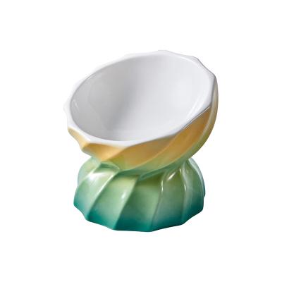 China Cat Ceramic Elevated Bowl With Colorful Silicone Pet Bowl With 15 Degree Inclined Screw Viable Non-Slip Base for sale