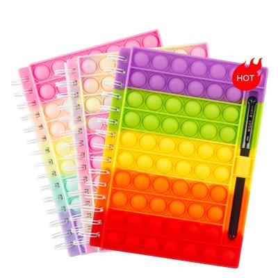 China Custom Personalized Cardboard Logo Silicone Pop Bubble Cover Relieve The Busy Person Notebook Spiral Noise Push Notebook for sale