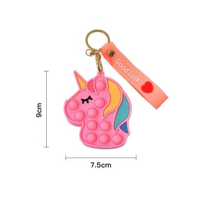 China Sress Reliever Toys Wholesale Custom Ring Sets Manufacturers Simple Key Chain Unicorn Silicon Push Pop Fidget Stress Relief for sale