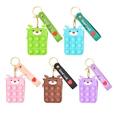 China Sress Reliever Toys Pushing Noise Bubble Little Person Bags Pushing Noise Toy Pocket Pop Keychain for sale