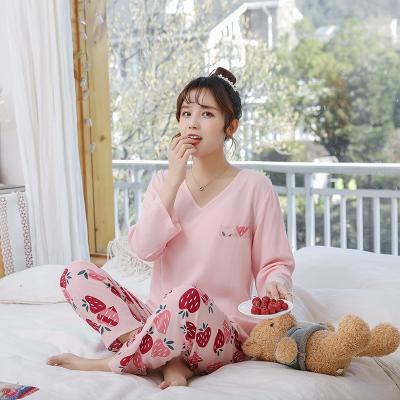 China Samwestart Spring Summer Pajamas Set Women Cotton Squishy Sleepwear Long Sleeve QUICK DRY for sale