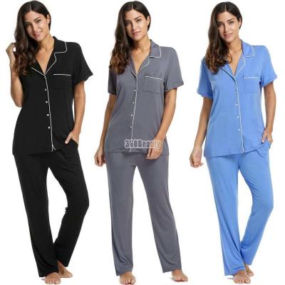 China Bamboo Designer Logo Sleepwear Pajamas Set Women's Custom Cotton QUICK DRY Summer Shorts Pajamas Set for sale