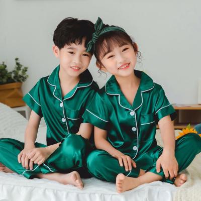 China OEM Boys Satin QUICK DRY Pajamas Silk Like Sleepwear Kids Pajamas Loungewear Baby Nightgown for sale