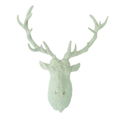 China China Global Factory Direct Resin Decorative Artificial White Wall Mounted Deer Head For Home Decor Bisque Wall Decor for sale