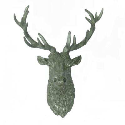 China Worldwide Direct Factory Guaranteed Quality Unique Decorative Silver Color Deer Head Steampunk Wall Decor Antler Wall Statue for sale