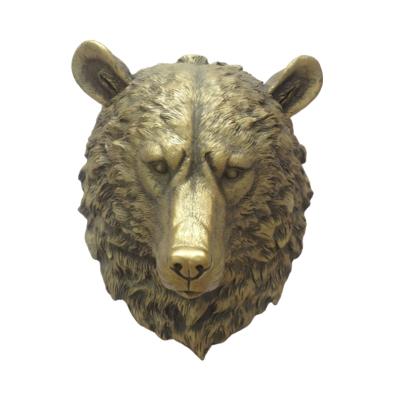 China Global Nordic gold color leopard bear simulation resin bar style retro main animal ornaments wall decoration for sale