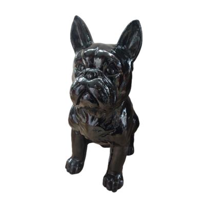 China World Resin Opens Figurine Black Bull Dog Sculpture Resin French Bulldog Animal Statue For Home Decoration for sale