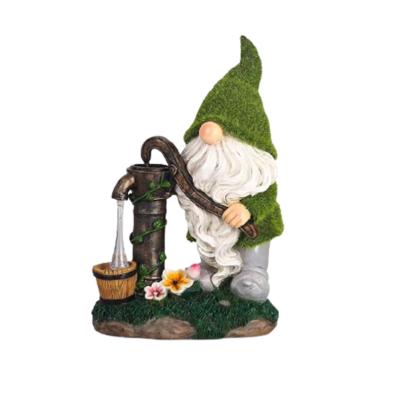 China Worldwide in Garden Gnome Yard Statue Resin Gnome Running Statue with Lights Waterproof Gnome Statue Decorating Yard for sale