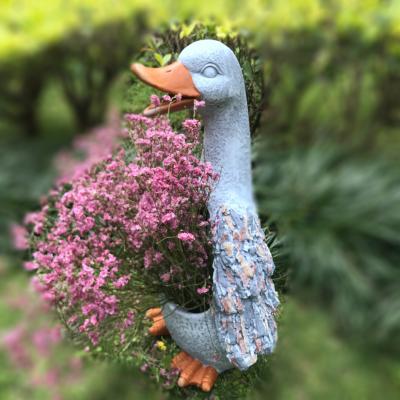 China World Outdoor Decoration Cute Duck Around Succulent Pot Modern Outdoor Garden Pots Polyresin Plant Pot for sale