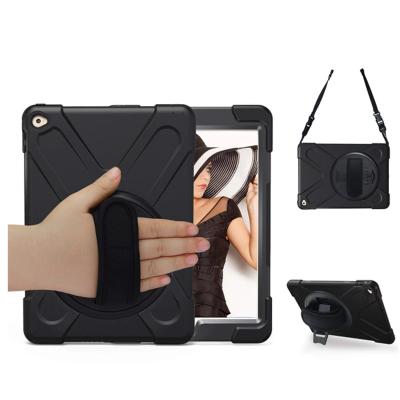 China Shockproof And Heavy Duty Armor Design Shockproof Case For iPad Air 2 With Rotate Kickstand And Shoulder Strap for sale