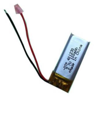 China Lipo battery with 401230 100mah 3.7v battery, small rechargeable lithium polymer PCM/Connector/Wires lithium polymer batteries for sale