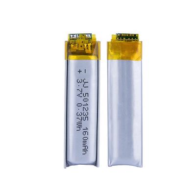 China Safety ISO9001 501235 3.7v 160mah Slim Rechargeable Polymer Lithium Battery for sale