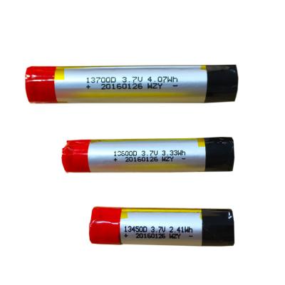 China Rechargeable Cylindrical Toys DTP 13700 Lipo Battery 3.7v 1100mah for sale