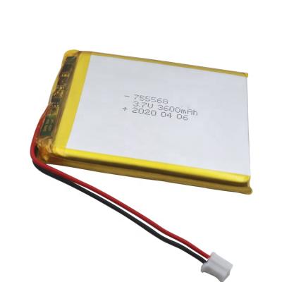 China 755568 3600mah 3500mah Lipo Lithium Polymer Ion Battery 3.7v Square for sale