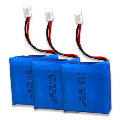 China Custom rechargeable toys 3.7v polymer 2000mah battery lithium 3.7v polymer DTP804040-2P 2200mah for sale