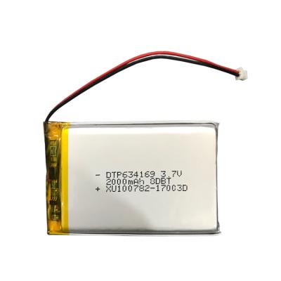 China Leads / PCM 634169 3.7v 2000mah rechargeable custom lipo battery for PDA for sale