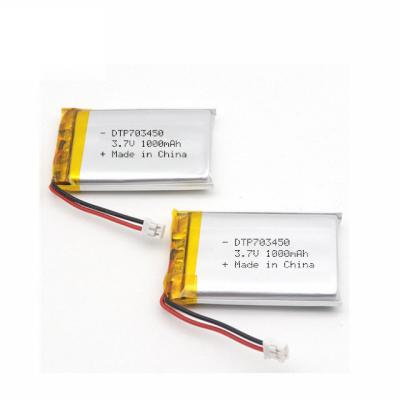 China Lipo Battery With PCM/Wires/Connector 703450 3.7V 1300mAh Lithium Battery Rechargeable Battery for sale