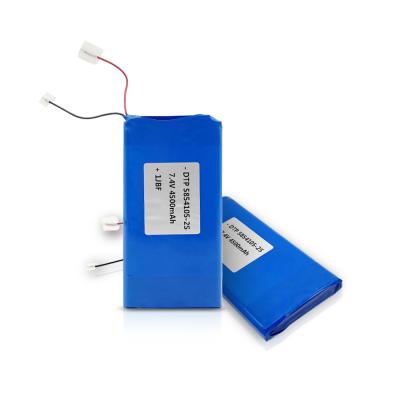 China Safety DTP Li Ion Polymer Battery Pack 5854105 7.4v 4500mAh 2S Lipo Battery for sale