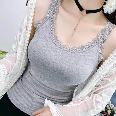 China 2022 Korean Slim Viable New Trends Knit Tank Tops Modal Women's Tank Suspender Lace Vest Sleeveless Camisoles for sale