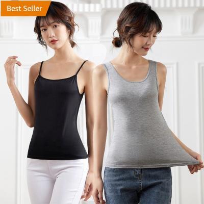 China Cheap Viable Women's Vest Simple Color Long Ties Modal Sleeveless Slim Casual Elastic Tank Tops Tank Tops For Women Knitwear for sale