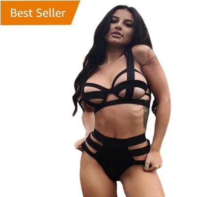 China Lingere 2022 New Design Sexy Women's Hot Erotic Transparent 2 Piece Body Harness Bondage Bondage Sexy Lingerie for sale