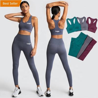 China Many Colors Womens Racerback Sin Costura Sin Costura Gaiters Yoga Bra Breathable Wear Green Sporty Seamless Set for sale