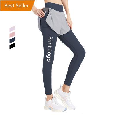 China 2022 Breathable Hot Sale Rigged Two Yoga Fitness Gym Pants With Phone Pockets Tights Gaiters For Women for sale