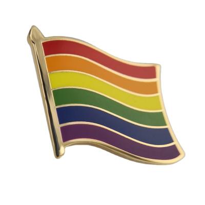 China Custom Nickel Free Metal Cross Logo Gold Enamel Rainbow Flag Lapel Pins Badge For Perfect Love for sale