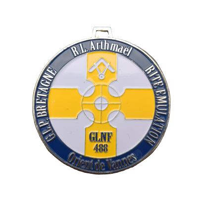 China Custom Sports Enamel Europe Sports Nickel Metal Cheap Swimming Military Masonic Medal With Ribbon for sale