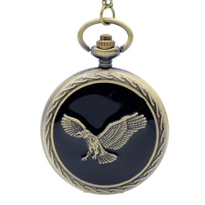 China Retro Antique Bronze Necklace Eagle Pendant Pocket Quartz Watch Classic Collectible for sale